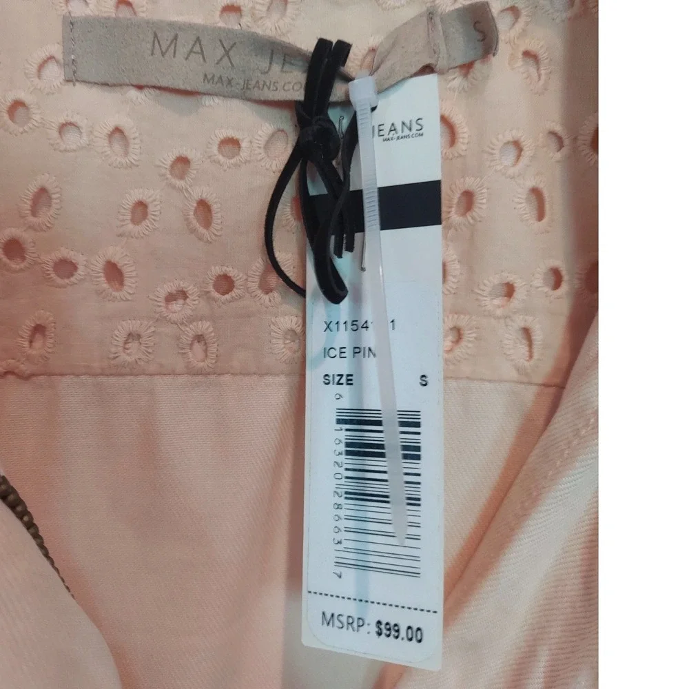 Max Jeans Gold Utility Vest Eyelet Back Drawstring Waist Size S NWT